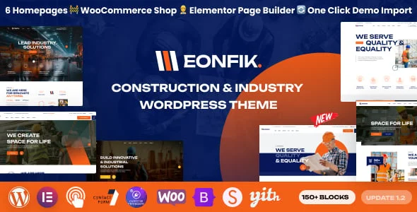Eonfik - Construction & Industry WordPress Theme — homepage layout