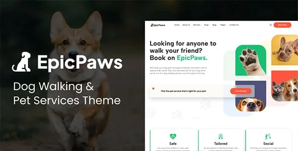 EpicPaws - Dog Walking & Pet Services Theme — homepage layout