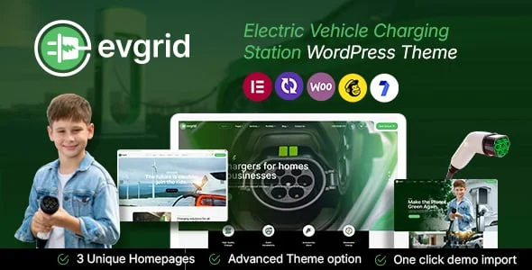 EVgrid - EV Charging Station WordPress Theme — homepage layout