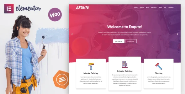 Exqute - Painting Company WordPress Theme — homepage layout