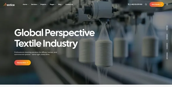 Extice - Textile Industry WordPress Theme — interior page design