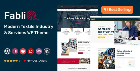 Fablio - Textile Industry WordPress Theme + RTL — homepage layout