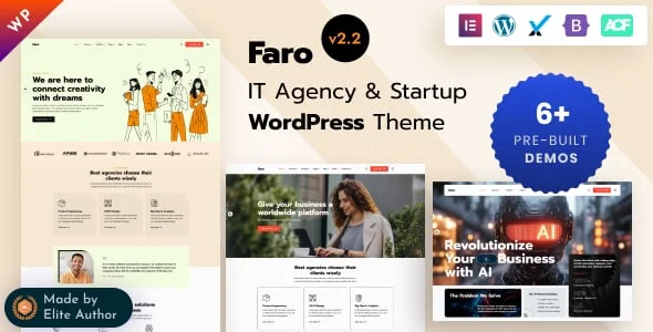 Faro - IT Agency & Technology Startup WordPress Theme — homepage layout