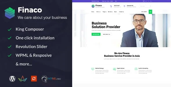 Finaco - Consulting & Business WordPress Theme — homepage layout