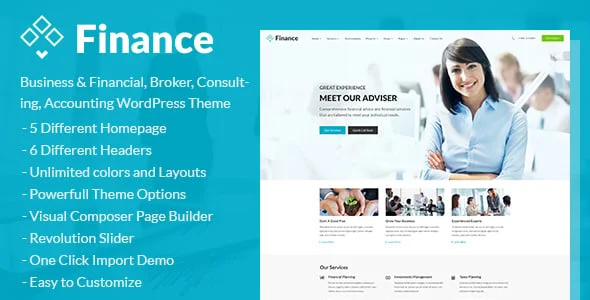 Finance - Business & Financial, Broker, Consulting, Accounting WordPress Theme — homepage layout