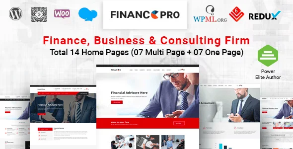 Finance Pro - Business & Consulting WordPress Theme — homepage layout