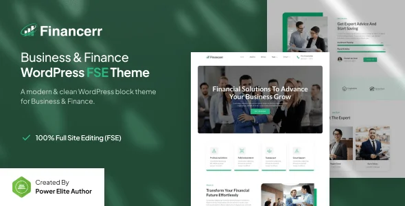 Financerr – Business & Finance Gutenverse FSE WordPress Block Theme — homepage layout