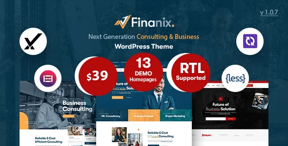 Finanix - Business WordPress Theme — homepage layout