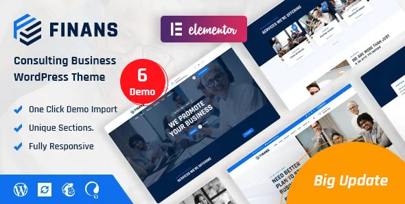 Finans - Consulting Business WordPress Theme — homepage layout