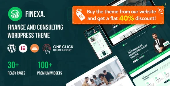 Finexa - Finance & Consulting WordPress Theme — homepage layout
