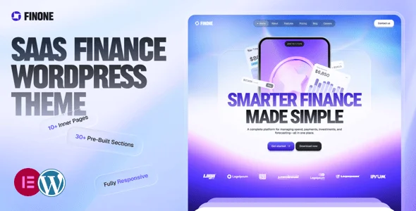 Finone – Finance, SaaS & Business WordPress Theme — homepage layout