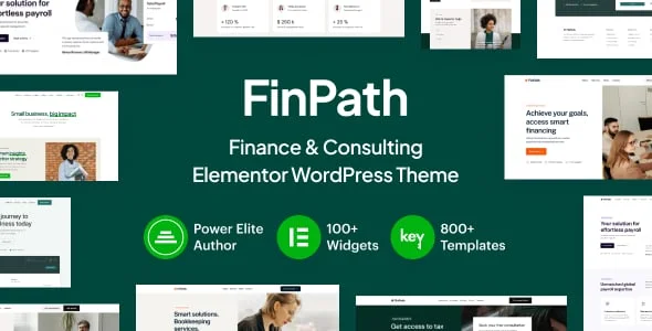 FinPath - Finance & Consulting Elementor WordPress Theme — homepage layout