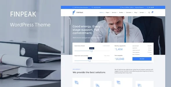 Finpeak - Finance Consulting WordPress Theme — homepage layout