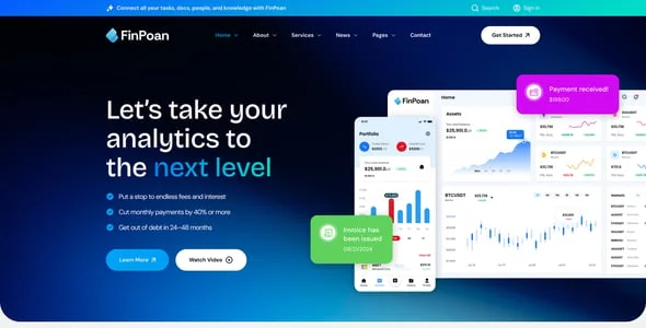 FinPoan - Fintech, Banking and Finance WordPress Theme — interior page design
