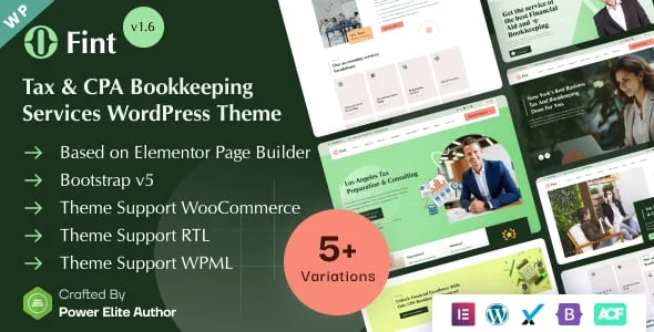 Fint - Tax & CPA Bookkeeping Services Elementor WordPress Theme — homepage layout