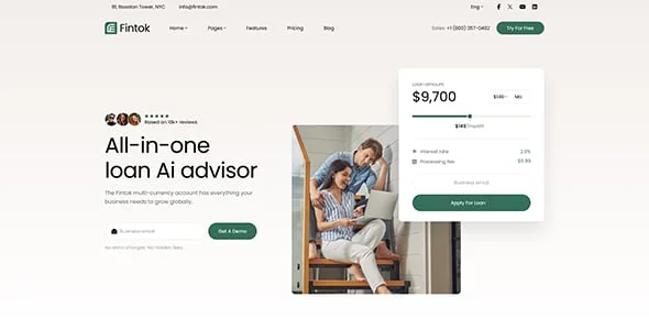 Fintok - Banking Finance & Fintech WordPress Theme — design detail view