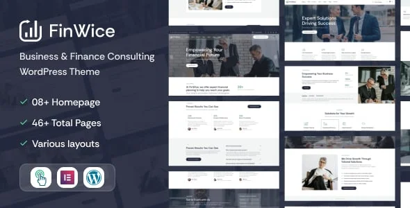 FinWice - Business & Finance Consulting WordPress Theme — homepage layout