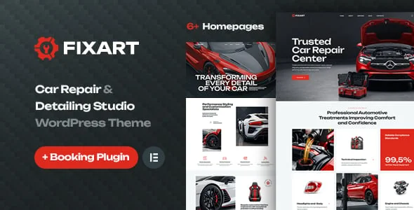 Fixart - Car Repair & Detailing WordPress Theme — homepage layout