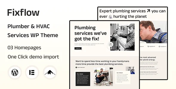 Fixflow - Plumber & Handyman WordPress Theme — homepage layout