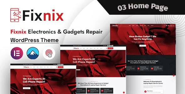 Fixnix - Electronics & Gadgets Repair WordPress Theme — homepage layout