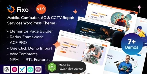 Fixo - Mobile Phone, Computer Repair & Electronics Service WordPress Theme — homepage layout
