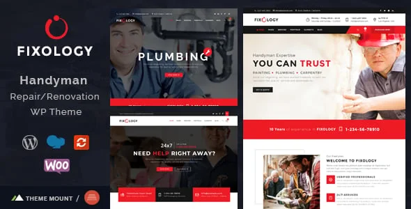 Fixology | Handyman Multi-Service WordPress Theme — homepage layout