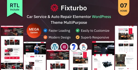 Fixturbo - Car Service & Auto Repair Elementor WordPress Theme Multipurpose — homepage layout