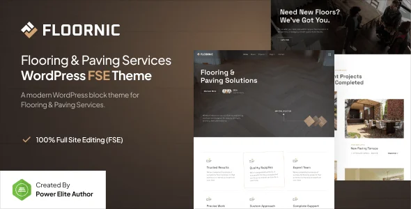 Floornic – Flooring and Paving Services Gutenverse FSE WordPress Block Theme — homepage layout