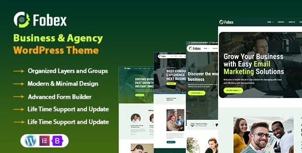 Fobex - Business & Agency WordPress Theme — homepage layout