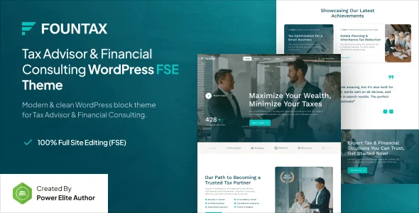 Fountax – Tax Advisor & Financial Consulting Gutenverse FSE WordPress Block Theme — homepage layout