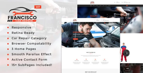 Francisco - Auto Mechanic Repair WordPress Theme — homepage layout