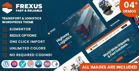 Frexus - Transport & Logistics WordPress Theme — homepage layout