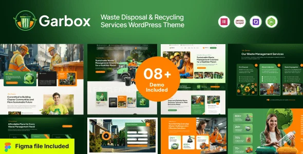 Garbox – Waste Disposal & Recycling WordPress Theme — homepage layout