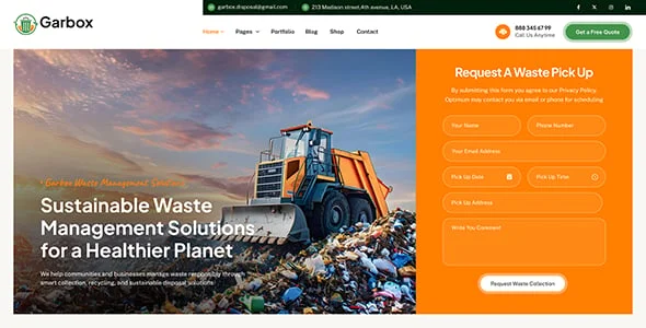 Garbox – Waste Disposal & Recycling WordPress Theme — design detail view