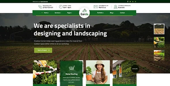 Garda - Gardening WordPress Theme — design detail view