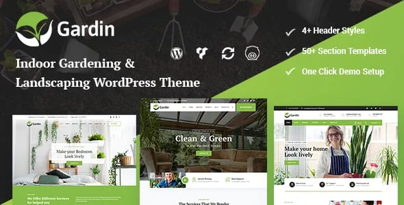 Gardin - Indoor Gardening WordPress Theme — homepage layout