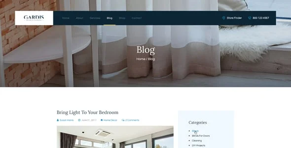 Gardis | Drapes, Blinds & Curtains WordPress Theme — interior page design