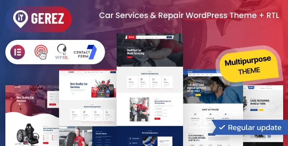 Gerez - Car Services & Repair WordPress Theme + RTL — homepage layout