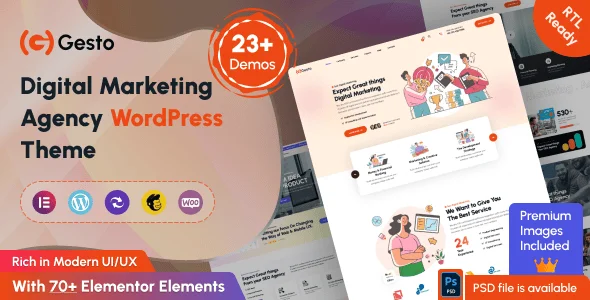 Gesto - Digital Marketing Agency WordPress Theme — homepage layout
