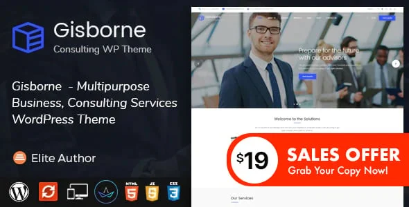 Gisborne - Business, Finance and Consulting WordPress Theme — homepage layout