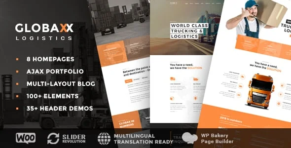Globax - Logistics WordPress Theme + Woocommerce — homepage layout