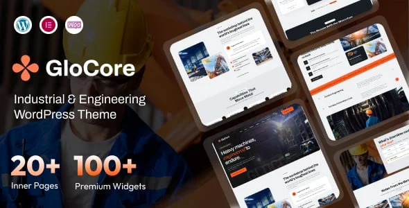 GloCore – Industrial & Engineering Services WordPress Theme — homepage layout