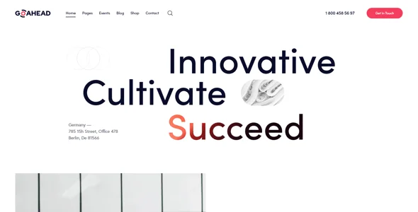 GoAhead — Business Startup WordPress Theme — interior page design