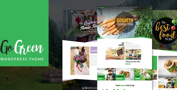 GoGreen: Organic Food, Farm, Market Business WordPress Theme — homepage layout