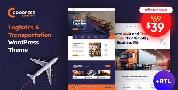 Goodrise - Logistics WordPress Theme — homepage layout