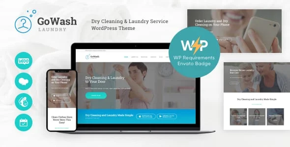 GoWash | Dry Cleaning & Laundry Service WordPress Theme — homepage layout