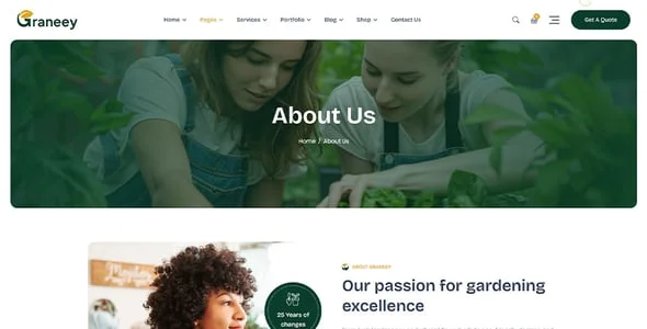Graneey - Garden & Landscaping WordPress Theme — interior page design