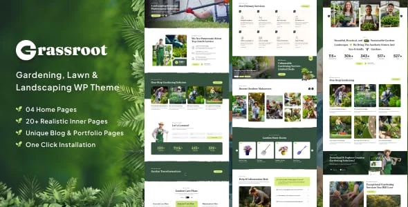 GrassRoot - Landscape Gardening WordPress Theme — homepage layout