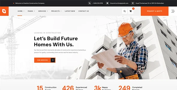 Graviton - Construction WordPress Theme — design detail view