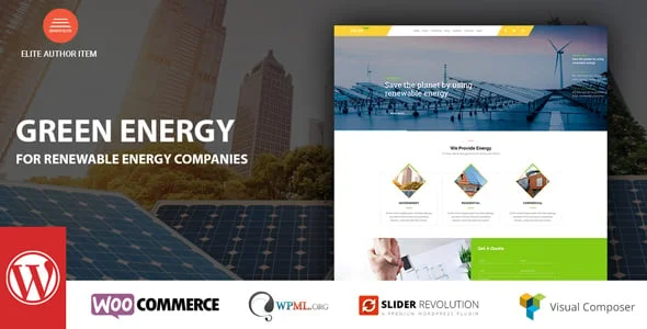Green Energy - For Renewable Company WordPress Theme — homepage layout